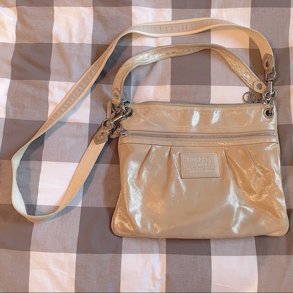 COACH White Metallic Purse